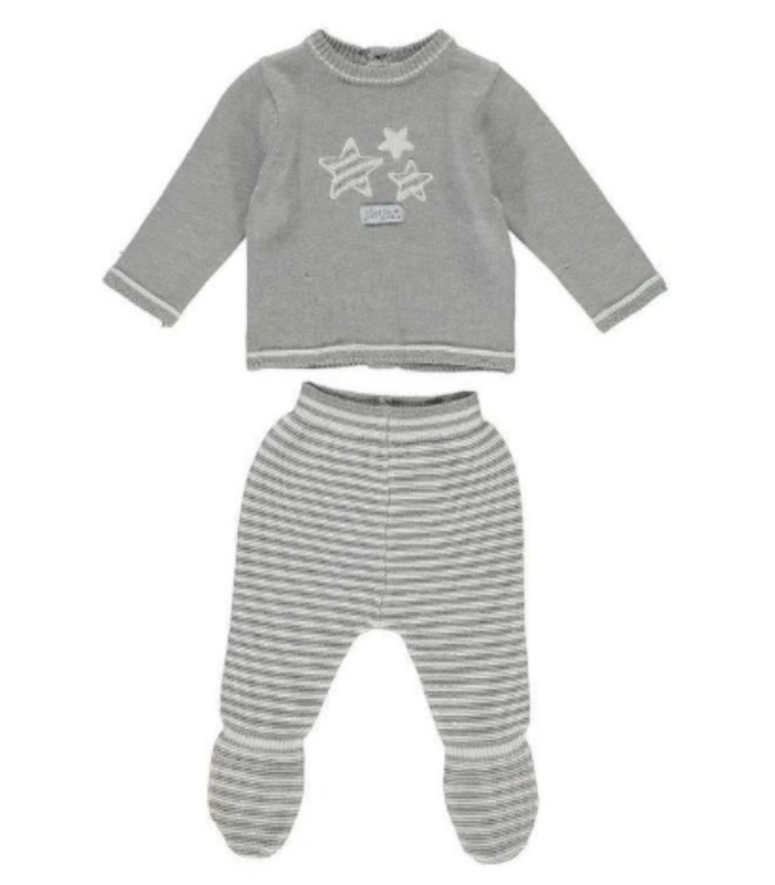 Conjunto Polaina Bebé Yatsy Tricotado Stars Gris 20220191