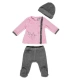 Conjunto 3 Piezas Bebé Niña Yatsi Baby "Cakes"  Jubón, Polaina y Gorrito en Algodón Tundosado 20220258