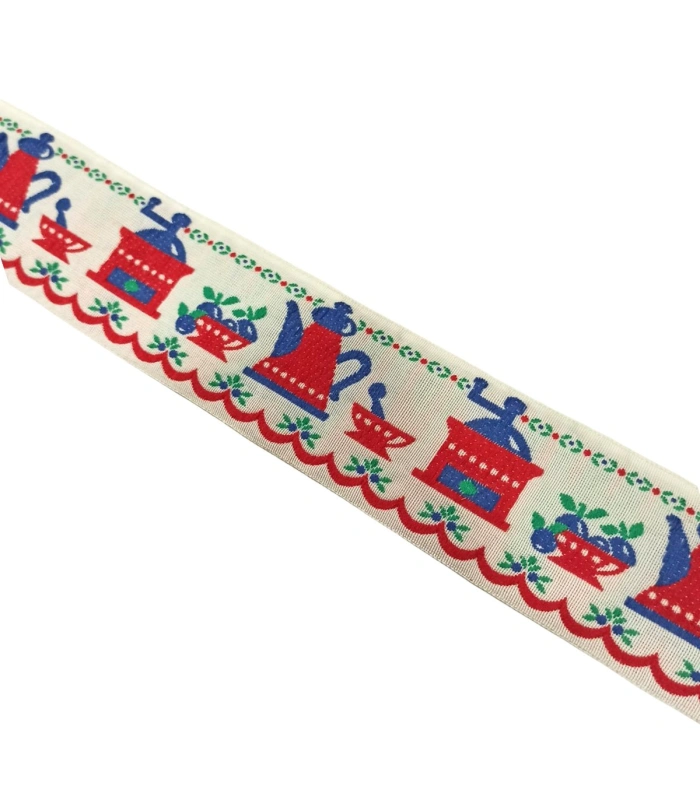 Cinta Tapacosturas de Tela con Motivos de Cocina Cenefa Decorativa 5 cm para Hogar y Manualidades