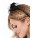 Diadema Tocado de Fiesta Negro | Mini Sombrero con Detalles de Plumas, Malla y Pedrería