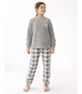 Pijama de niña gris “Dreams” – Suave y calentito para el día a día