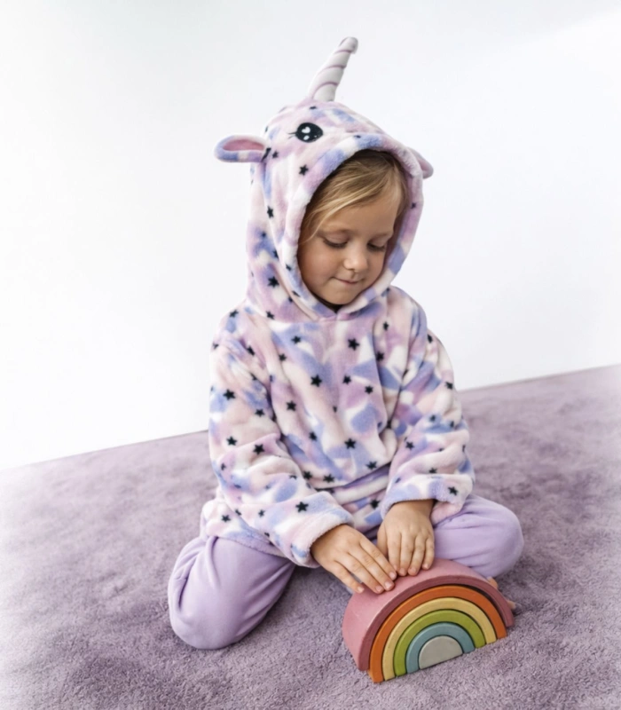 Bata de niña unicornio de coralina – Súper suave, calentita y muy práctica