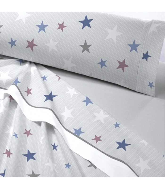 Juego de Sábanas Térmicas 3 Piezas Catotex Bianco Florida 100% Poliéster Térmico Estampado Estrellas