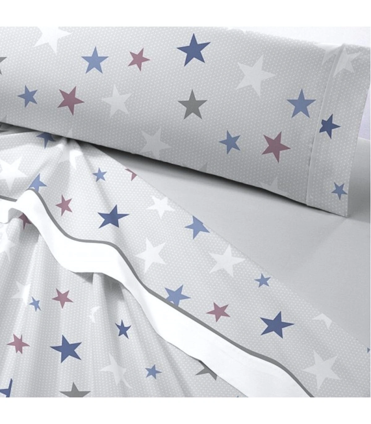 Juego de Sábanas Térmicas 3 Piezas Catotex Bianco Florida 100% Poliéster Térmico Estampado Estrellas
