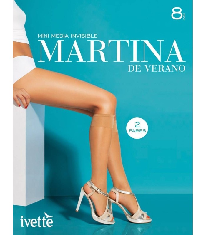 Pack 2 Pares Mini Media Invisible Martina  Ultra Fina de Verano, Efecto Bronceado Mate y Puño Confort
