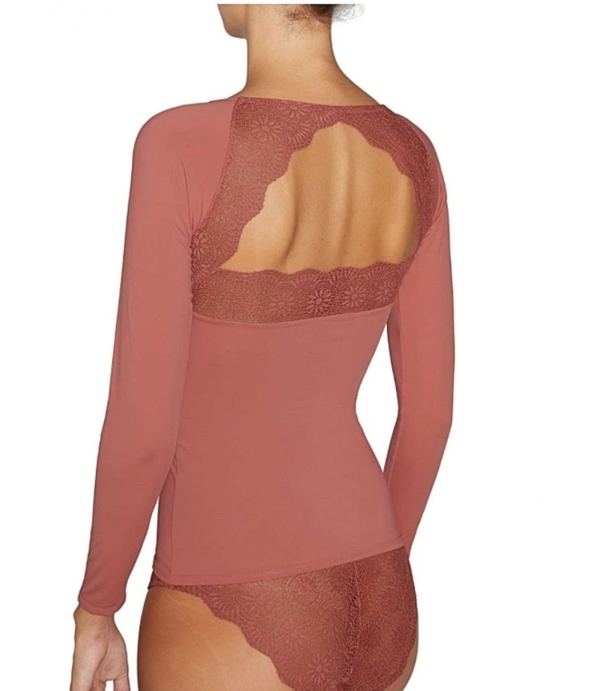 Camiseta de Manga Larga Ysabel Mora Fantasía  Microfibra Suave con Escote Posterior de Encaje