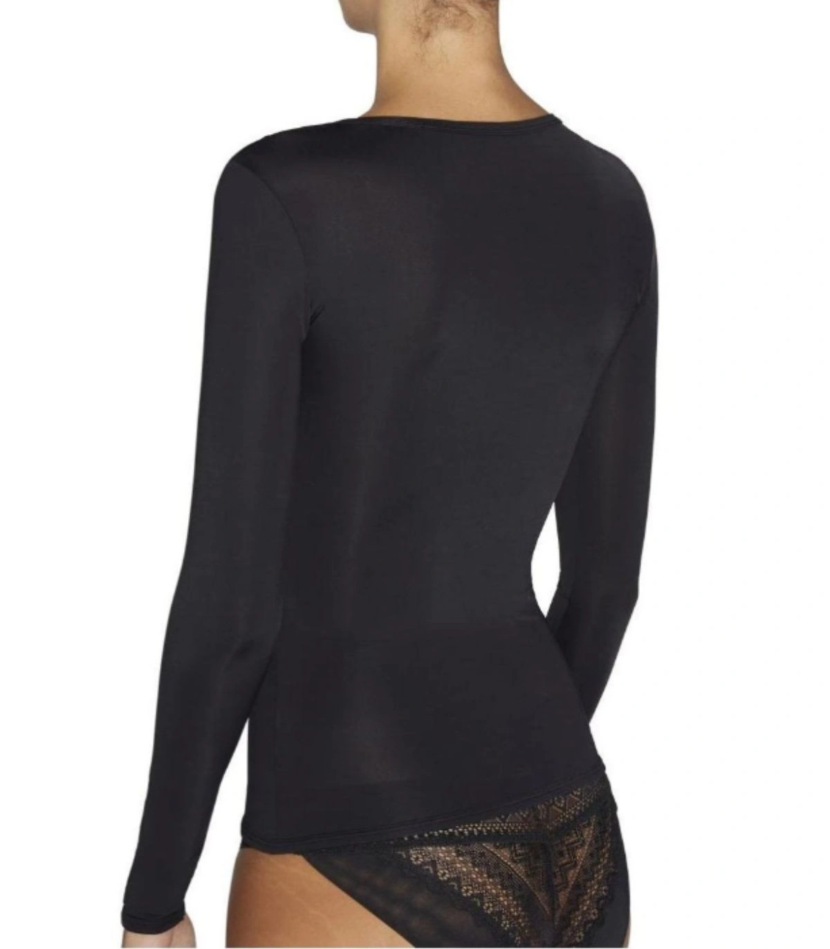 Camiseta de Mujer Manga Larga Ysabel Mora 19177 Microfibra Suave con Detalle de Tul en Escote
