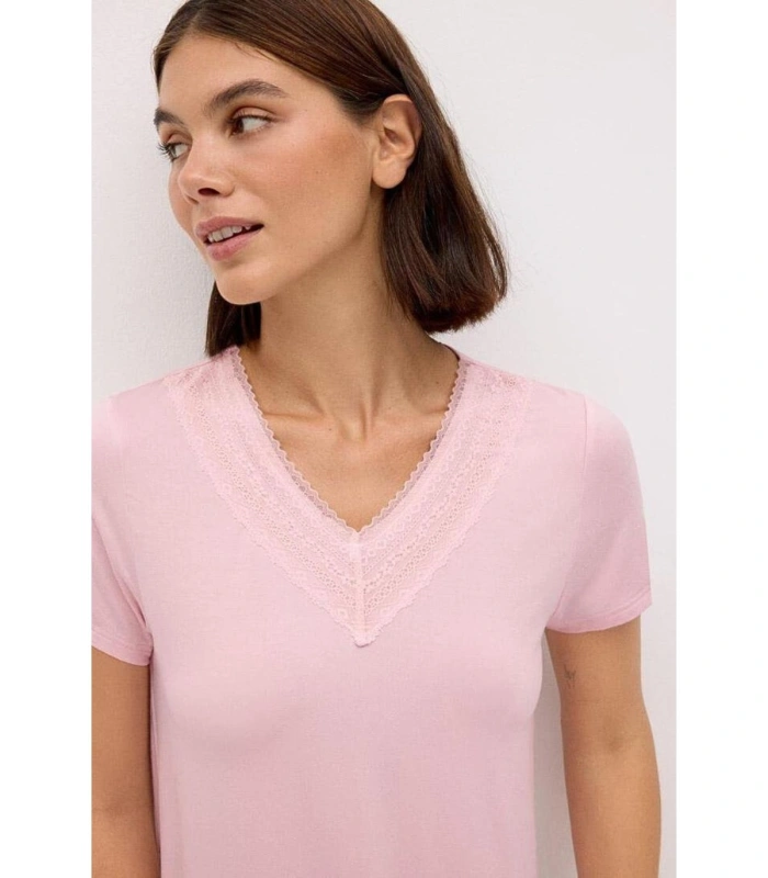 Conjunto de Pijama para Mujer Ysabel Mora Manga Corta  Set de Dos Piezas con Detalle de Encaje