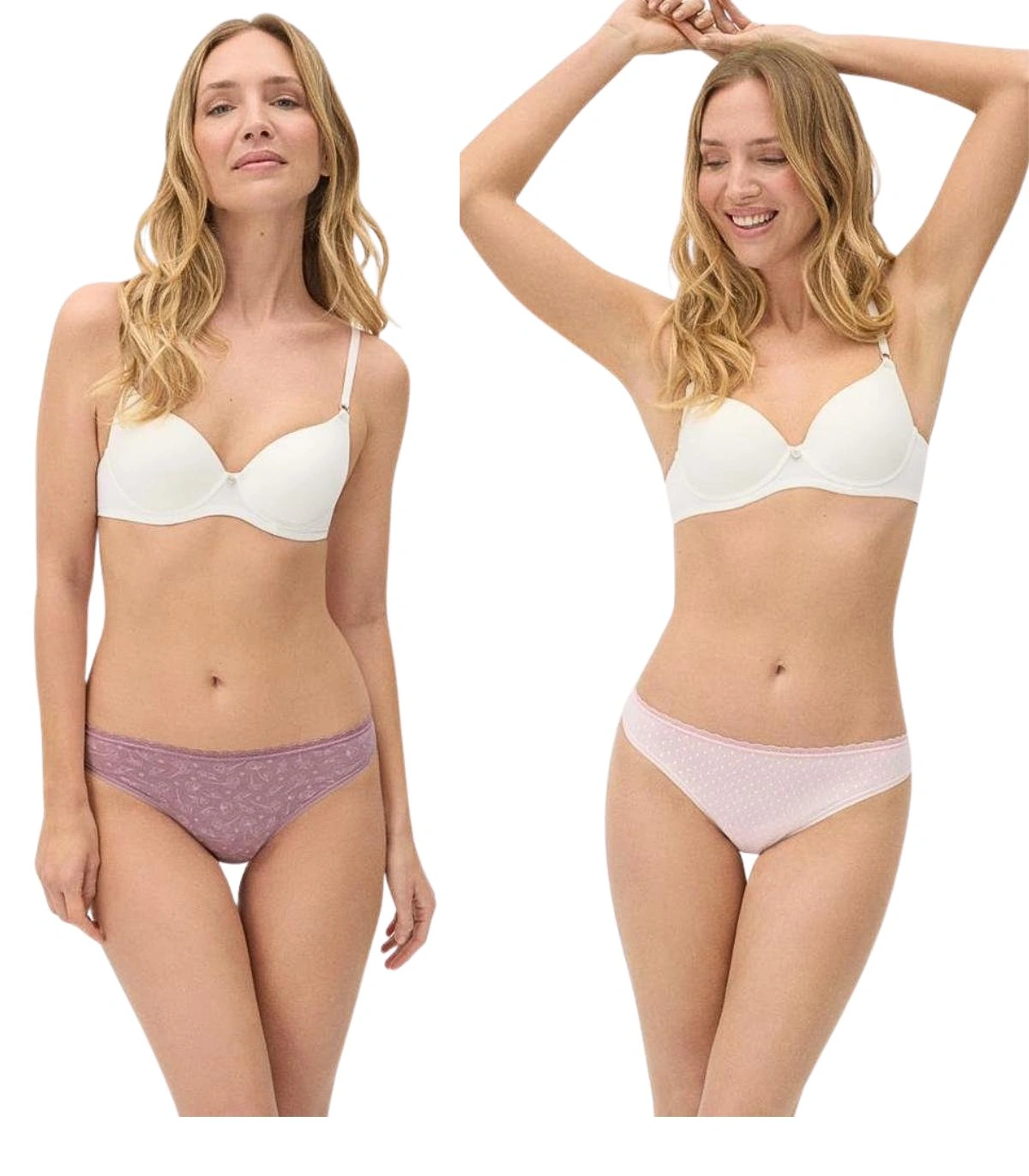 Pack de 2 Tangas de Algodón Ysabel Mora Diseño Invisible en Tonos Rosas y Estampado Romántico
