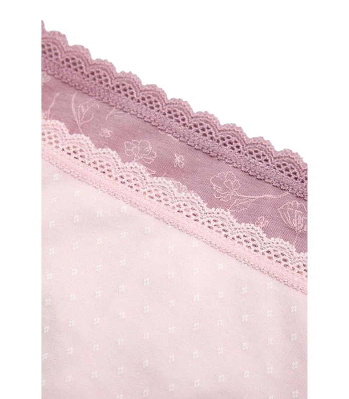 Pack de 2 Tangas de Algodón Ysabel Mora Diseño Invisible en Tonos Rosas y Estampado Romántico