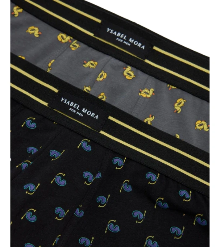 Pack de 2 Bóxers de Algodón Elástico Ysabel Mora | Estampados de Verano (Gafas de Buceo y Patos) con Cintura Confort