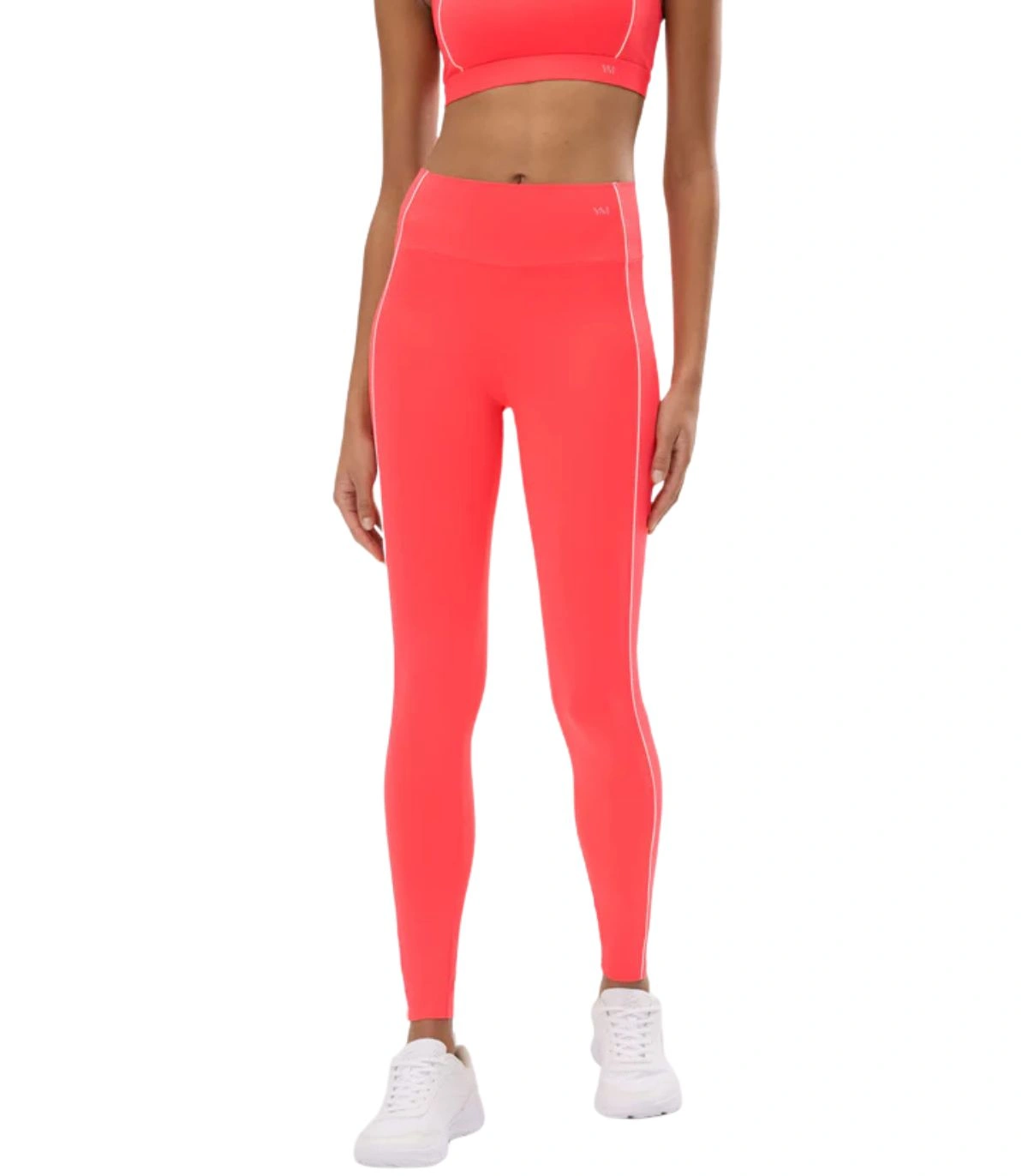 Leggings Deportivos Largos Ysabel Mora Color Coral con Efecto Push-Up, Tiro Alto con Control Abdominal y Acabados Láser
