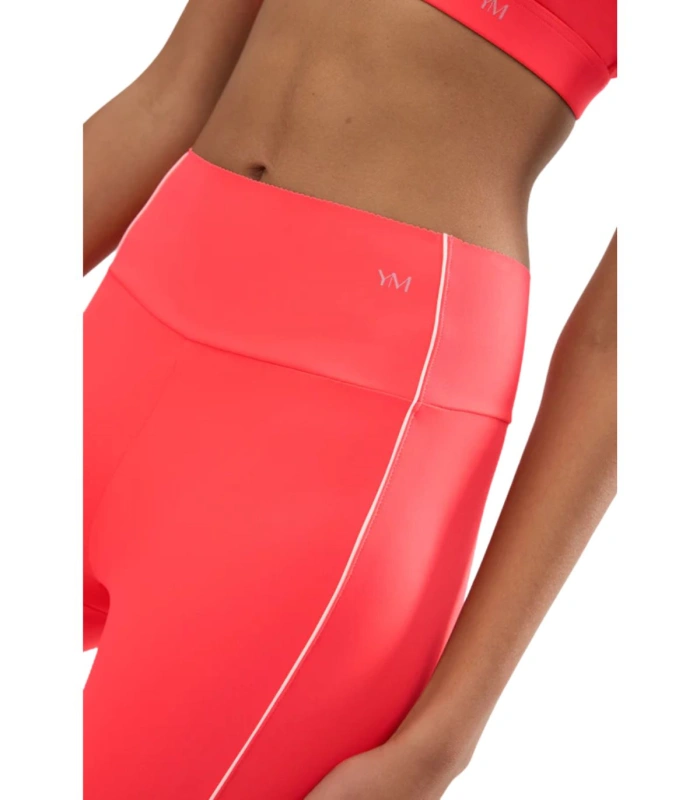 Leggings Deportivos Largos Ysabel Mora Color Coral con Efecto Push-Up, Tiro Alto con Control Abdominal y Acabados Láser