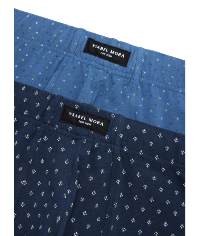 Pack de 2 Bóxers de Algodón Suave Ysabel Mora | Estampado Náutico con Micro-Motivos Geométricos y Cintura Confort