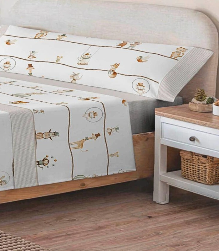 Juego de Sábanas Infantil Catotex FANTASY | Diseño de Animales Acróbatas