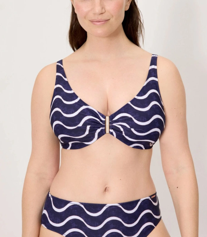 Bikini reductor con aro y braga alta ondas marino Ysabel Mora