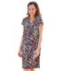 Vestido de Verano para Mujer Muslher Tejido Punto Seda con Estampado de Hojas y Flores, Fondo Azul Marino