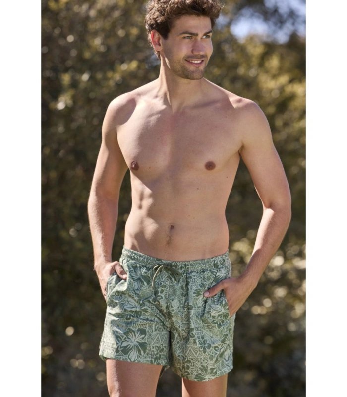 Bañador para Hombre Promise Estampado Tropical, Tejido Fast Dry y Triple Bolsillo
