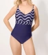 Bañador moldeador estampado ondas marino copa B 83379 Ysabel Mora