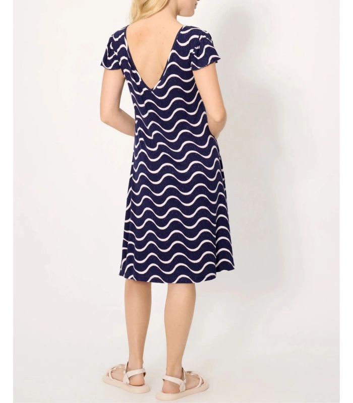 Vestido manga corta estampado ondas 86222 Ysabel Mora