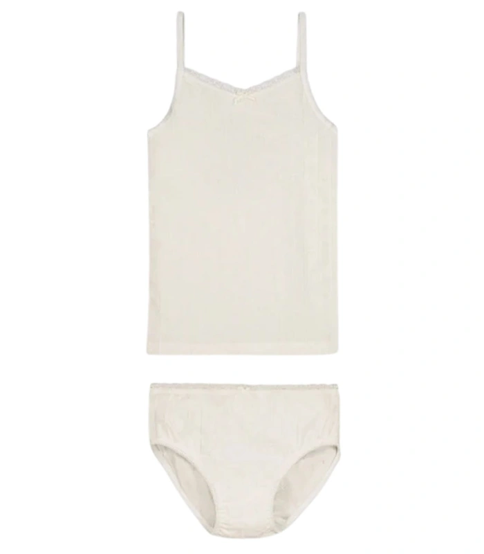 Conjunto Interior  Niña Ysabel Mora Camiseta de Tirantes con Espalda Abierta y Braga en Algodón, Ideal para Ceremonia y Comunión