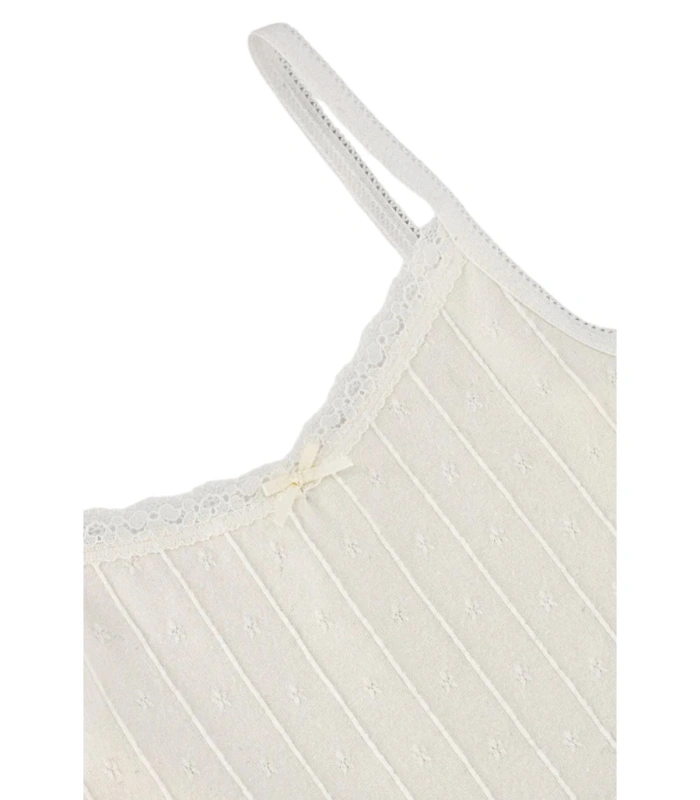 Conjunto Interior  Niña Ysabel Mora Camiseta de Tirantes con Espalda Abierta y Braga en Algodón, Ideal para Ceremonia y Comunión