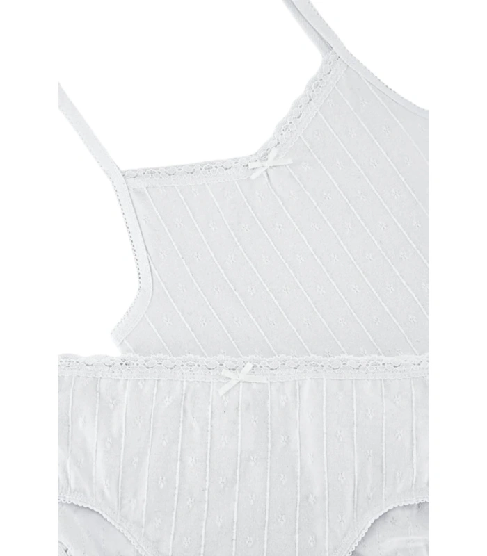 Conjunto Interior  Niña Ysabel Mora Camiseta de Tirantes con Espalda Abierta y Braga en Algodón, Ideal para Ceremonia y Comunión
