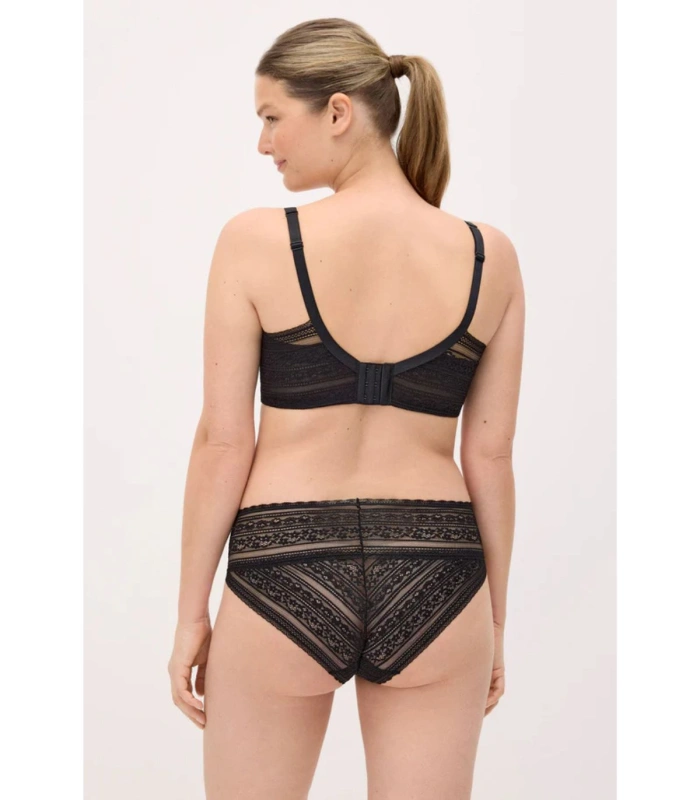 Conjunto Lencero de Capacidad Ysabel Mora | Colección Simply Love: Sujetador con Aro y Relleno + Braga Midi con Encaje - Negro