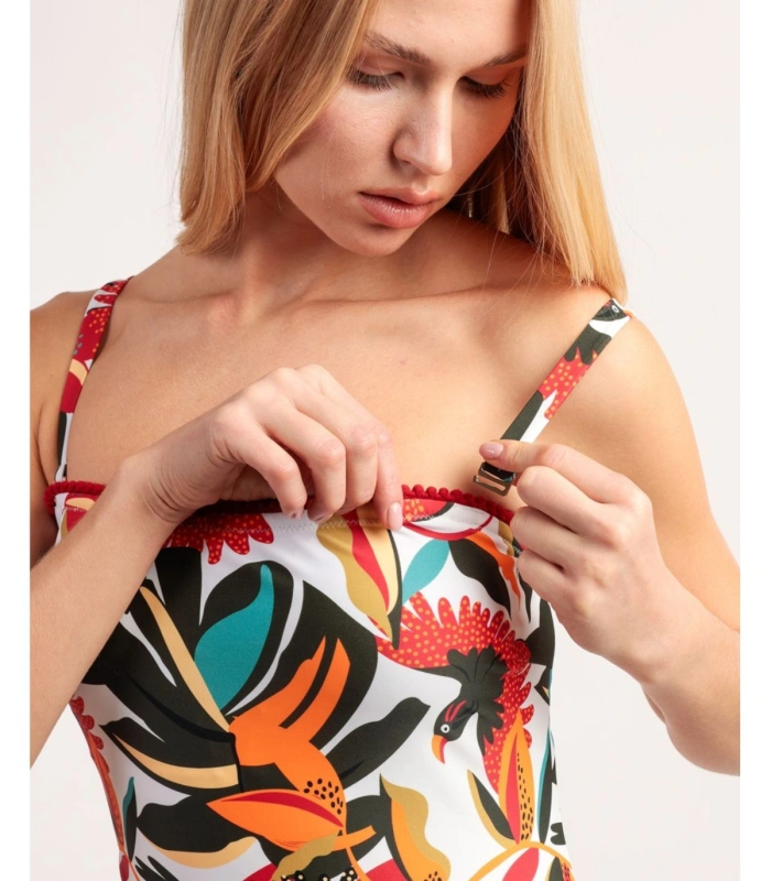 Bañador de Gran Capacidad ADMAS Paradise Diseño Multicolor, Copas Realzadoras y Tirantes Ajustables