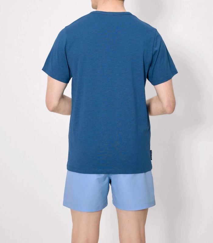 Camiseta hombre manga corta cuello panadero azul 90533 Ysabel Mora