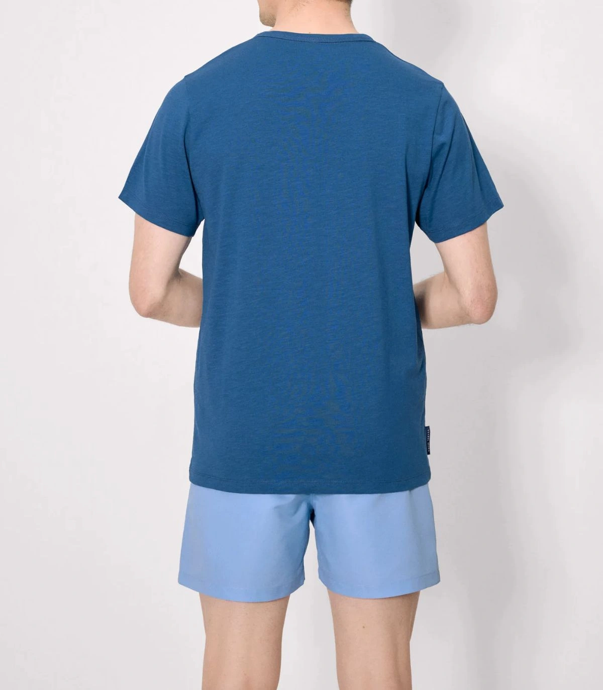 Camiseta hombre manga corta cuello panadero azul 90533 Ysabel Mora