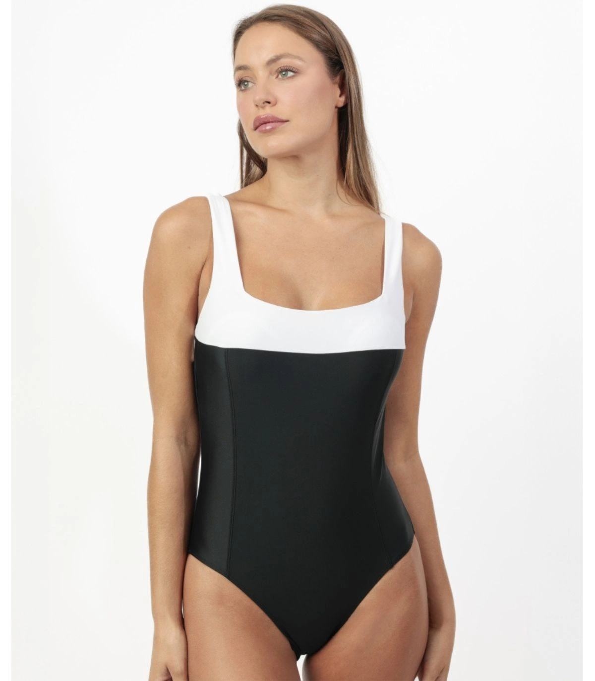 Bañador Reductor ADMAS Curvy Bicolor Control de Abdomen, Escote Cuadrado Estilizador y Diseño sin Aros