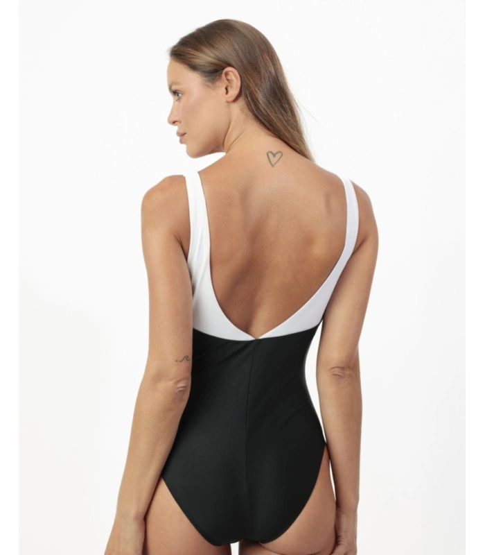 Bañador Reductor ADMAS Curvy Bicolor Control de Abdomen, Escote Cuadrado Estilizador y Diseño sin Aros