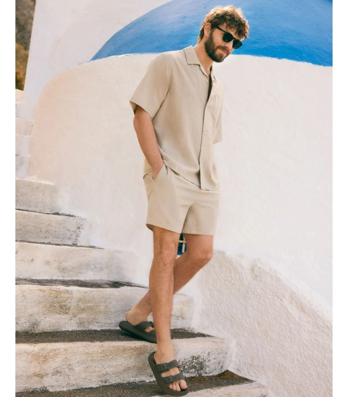 Pantalón Corto Hombre Efecto Lino Topo 90540 Ysabel Mora