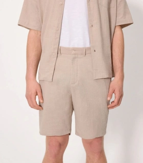 Pantalón Corto Hombre Efecto Lino Topo 90540 Ysabel Mora