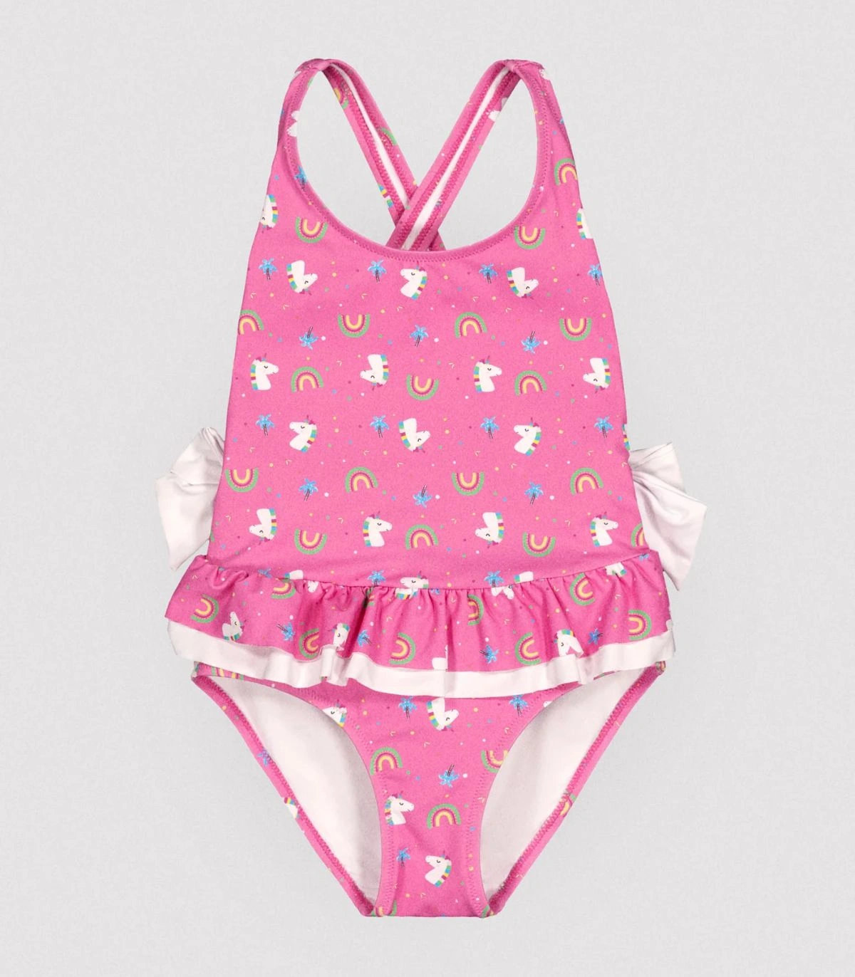 Bañador Niña Volantes Lazos Estampado Unicornios Rosa 95138 Ysabel Mora