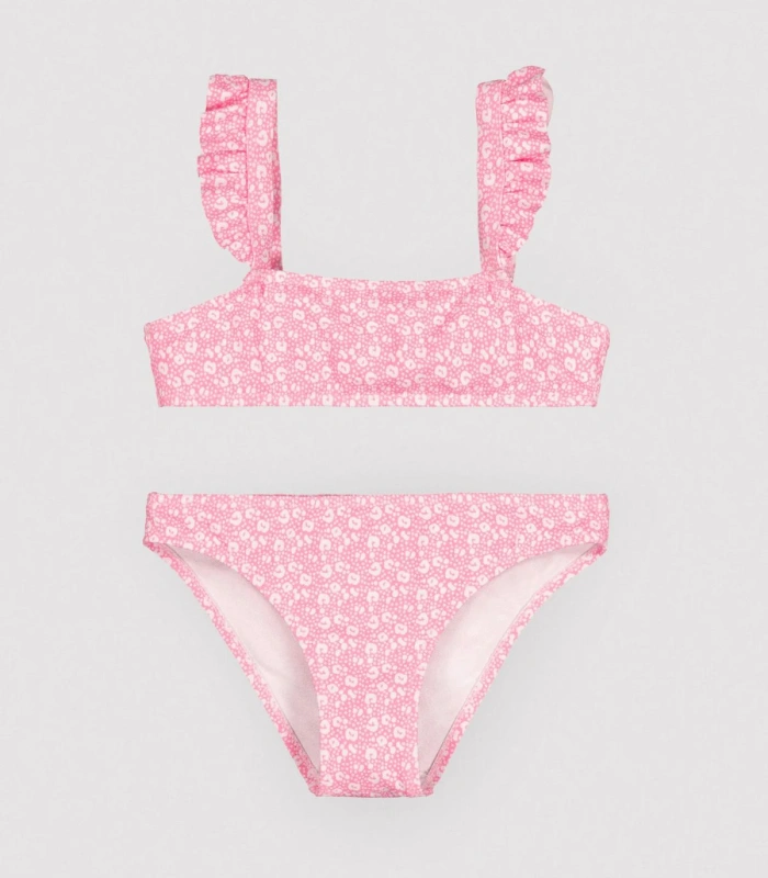 Bikini Niña Volantes Estampado Leopardo Rosa 95144 Ysabel Mora