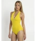 Bañador para Mujer ADMAS Halter Escote en V con Detalles Decorativos, Color Amarillo