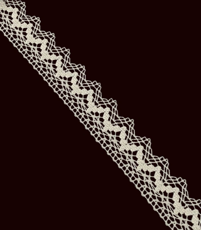 Encaje de Bolillo de Algodón 100% Ancho 2.5 cm en Color Marfil, Estilo Vintage para Costura y Manualidades