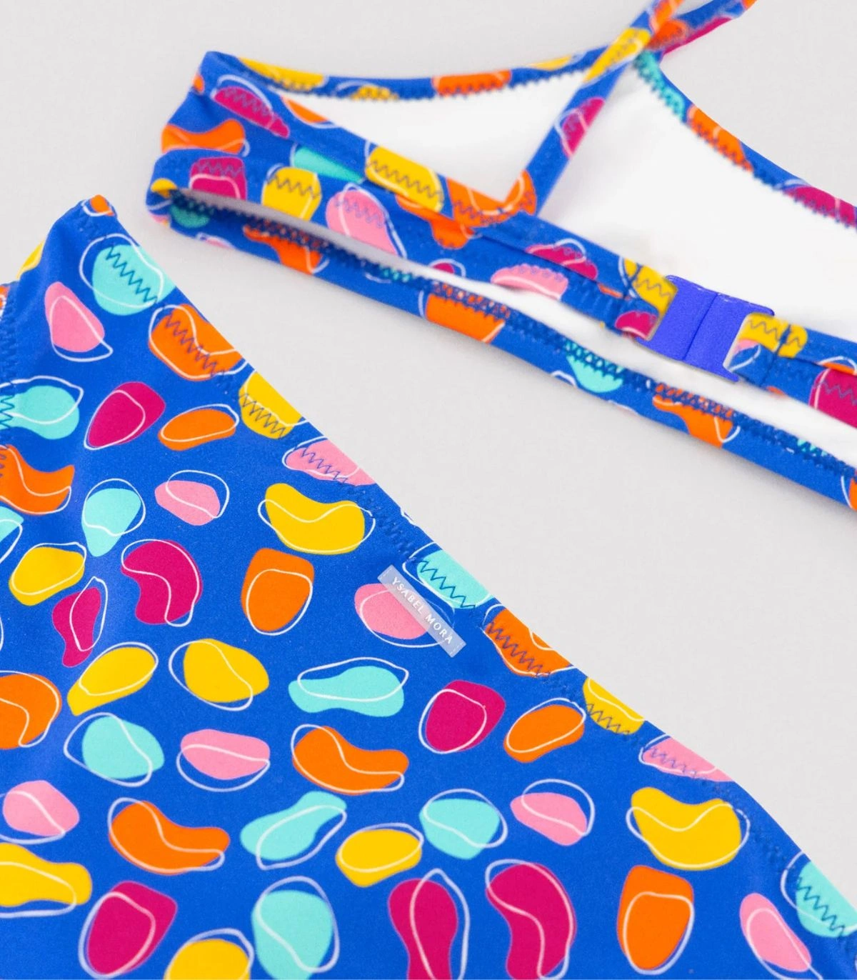 Bikini Niña Volante Estampado Formas Orgánicas Azul 95146 Ysabel Mora