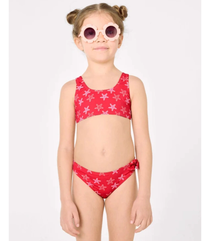 Bikini Niña Lazos Espalda Estampado Estrellas Rojo 95156 Ysabel Mora