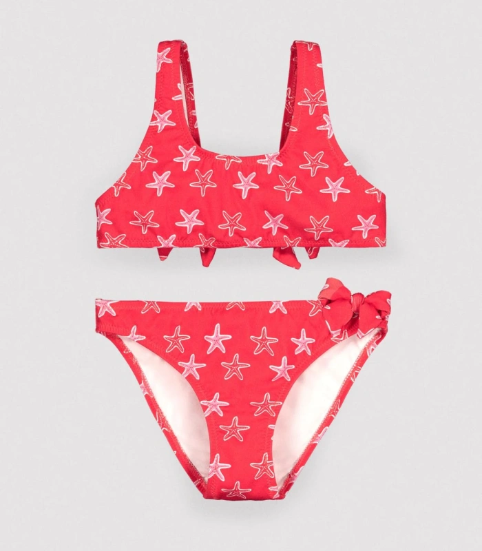 Bikini Niña Lazos Espalda Estampado Estrellas Rojo 95156 Ysabel Mora