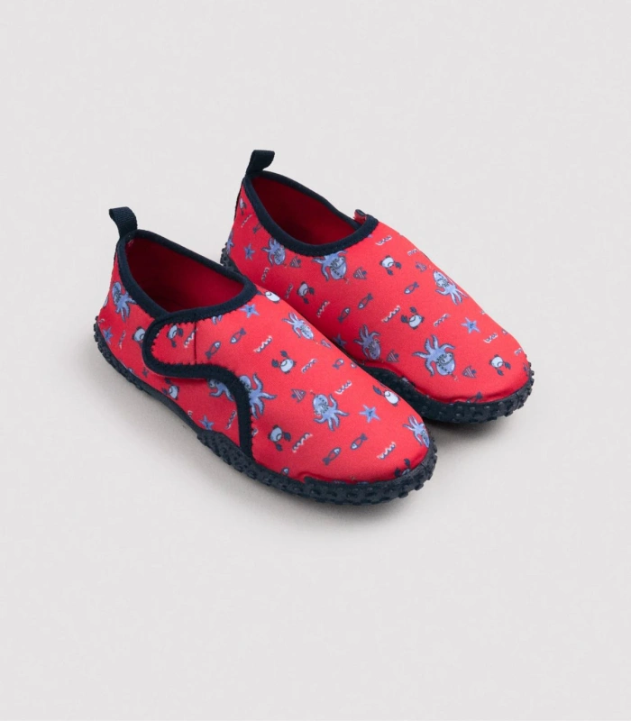Escarpines Infantiles Agua Estampado Pulpos Rojo 95547 Ysabel Mora