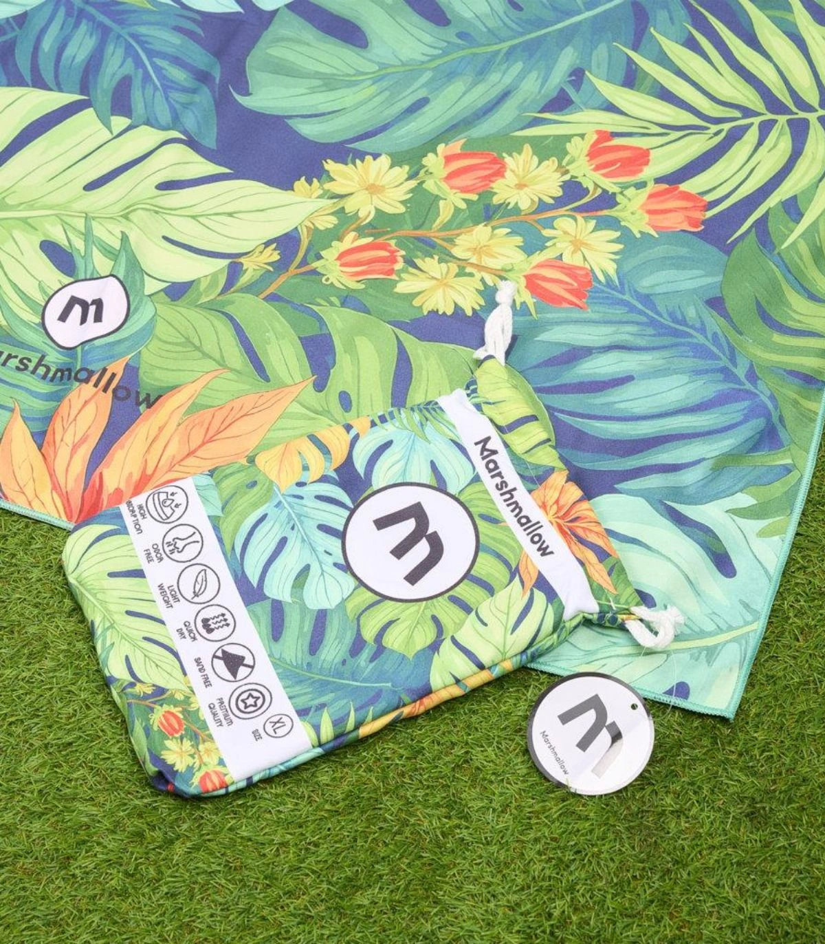 Toalla microfibra XL hojas verdes print 90x180 cm MF25405 Marshmallow Home