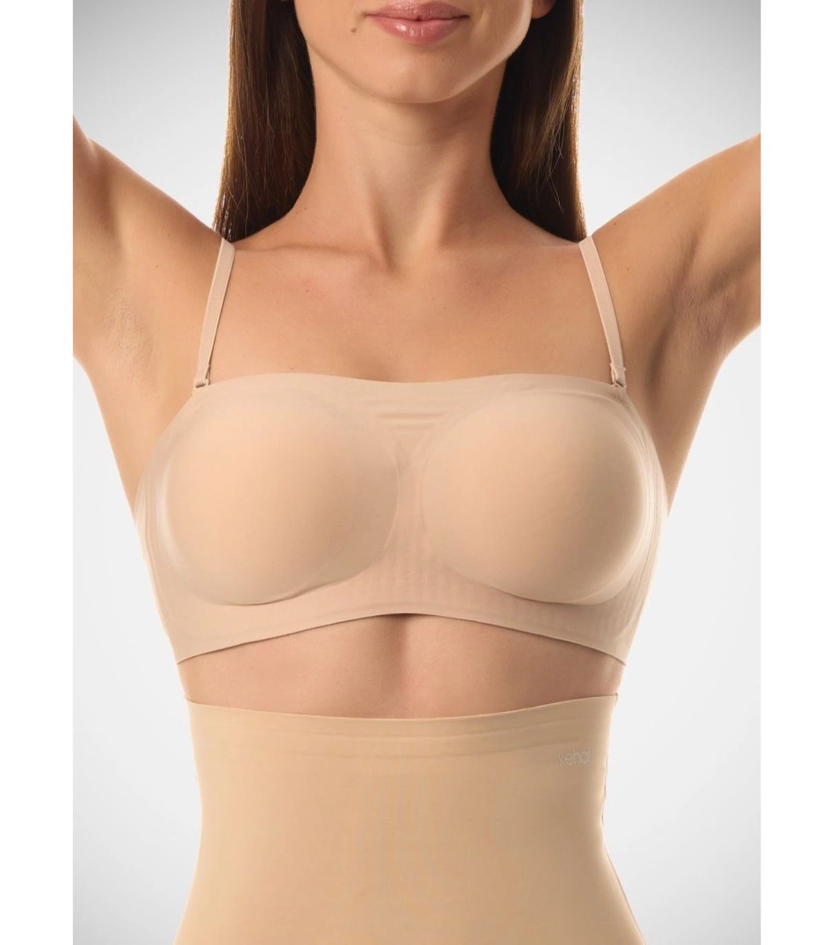 Sujetador Bandeau para Mujer Kehat | Sin Tirantes, Corte Láser sin Costuras, Sin Aros y con Relleno Extraíble