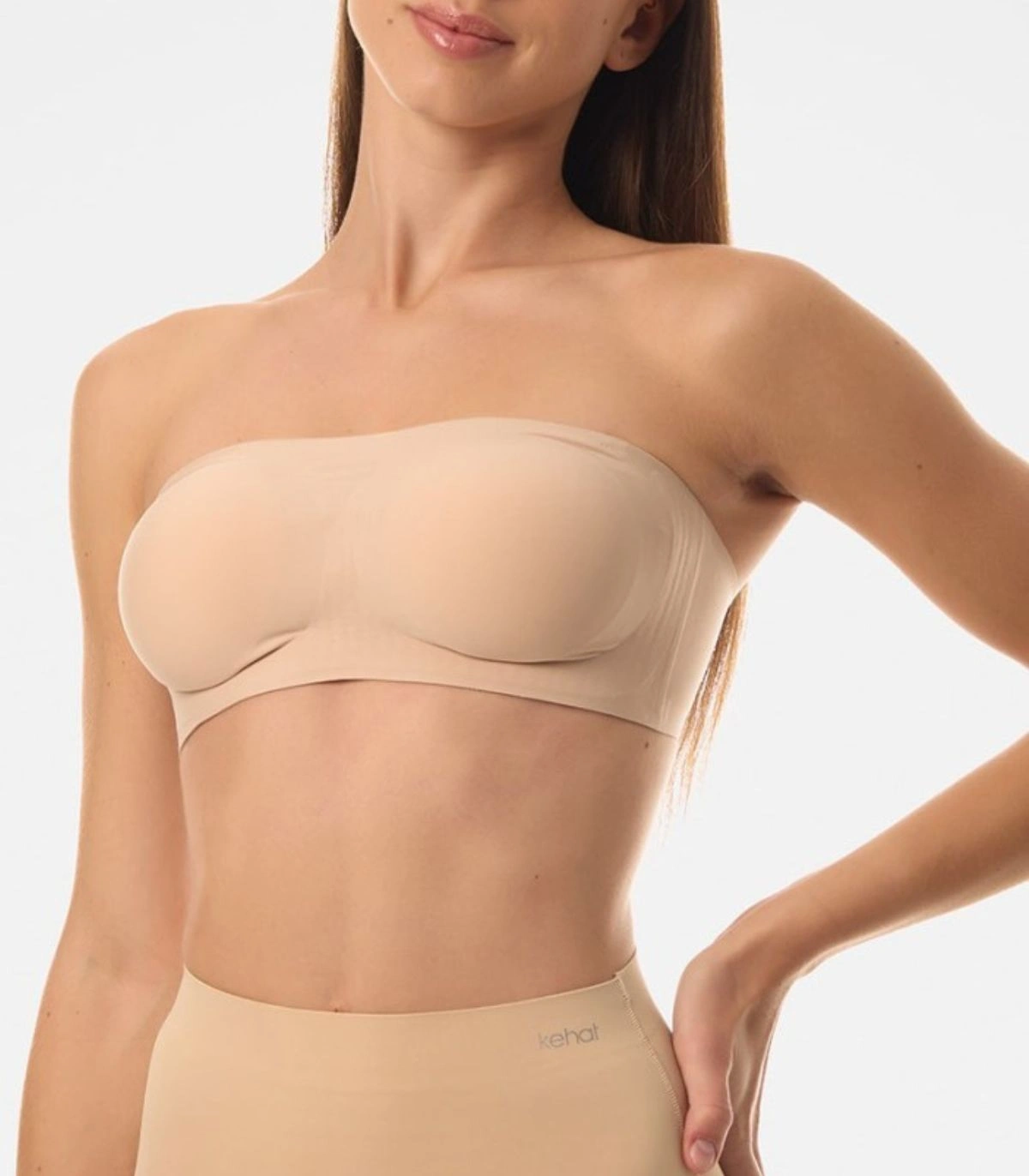 Sujetador Bandeau para Mujer Kehat | Sin Tirantes, Corte Láser sin Costuras, Sin Aros y con Relleno Extraíble