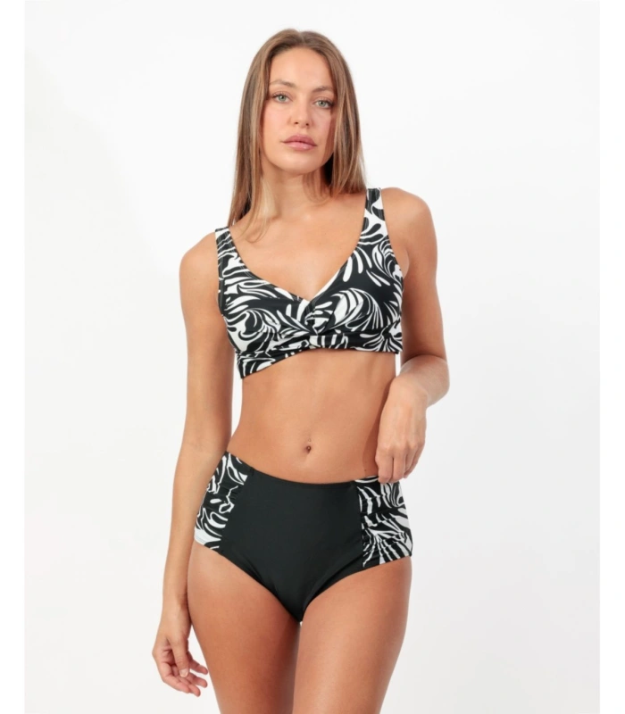 Bikini Reductor de Gran Capacidad para Mujer Admas Curvy Black and White 15562