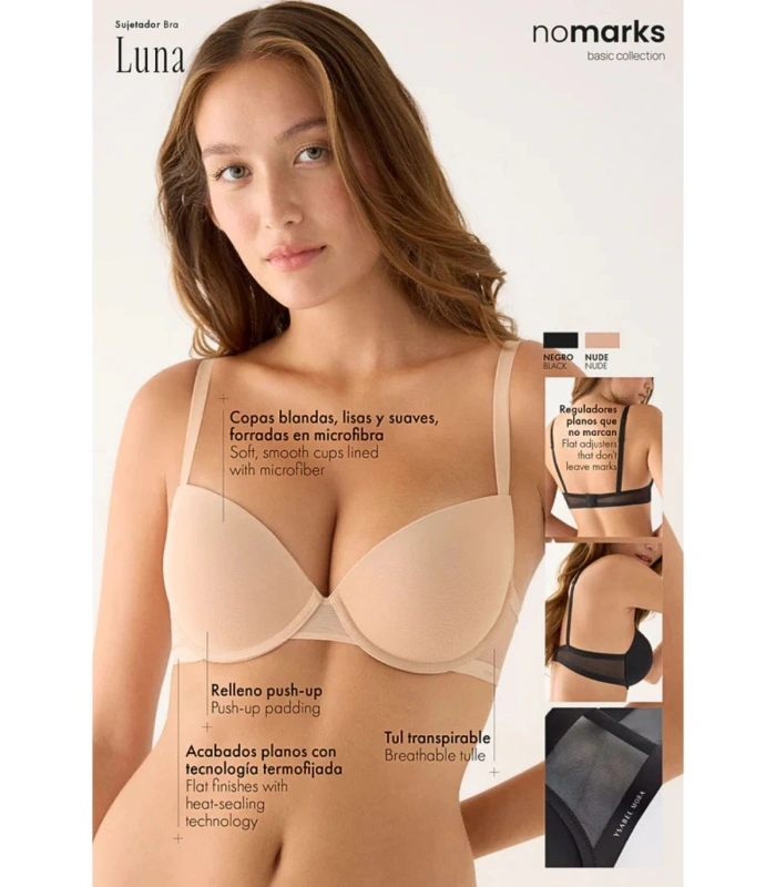 Sujetador Push-Up Invisible con Aro Ysabel Mora Luna 10182