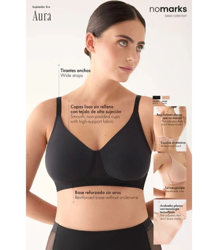 Sujetador Reductor Sin Aros y Sin Relleno Ysabel Mora Aura | Colección Nomarks x Paula Echevarría 10184