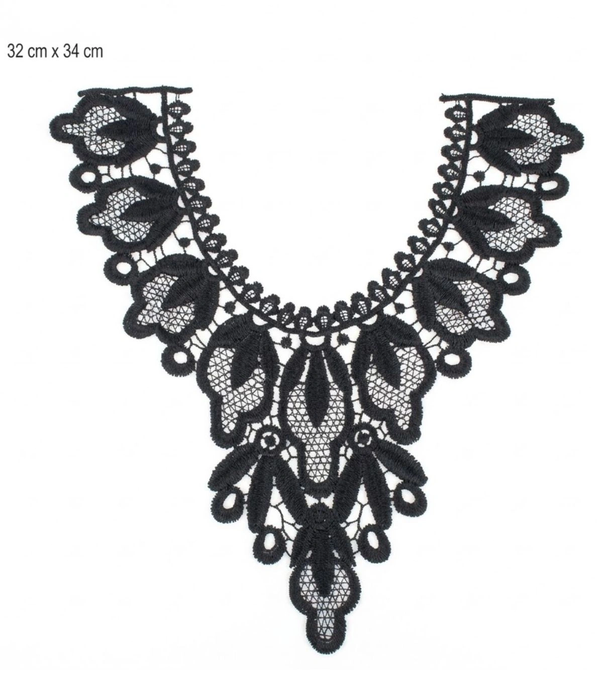 Cuello de Encaje de Guipur Negro para Coser 05152
